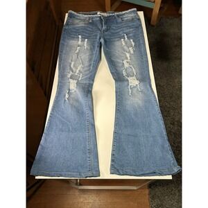 Celebrity Ace Jeans Size 13 Flare Distressed 5-Pocket Denim Bottom Cut 13/27